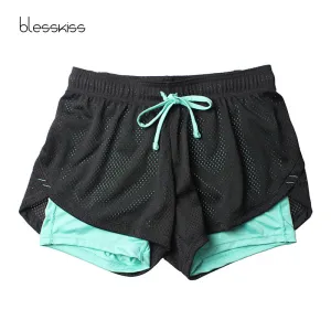 Blesskiss Yoga Shorts Women Fitness Top Spandex Neon Elastic Lulu Running Workout Short Leggings For Ladies Gym Sport Shorts
