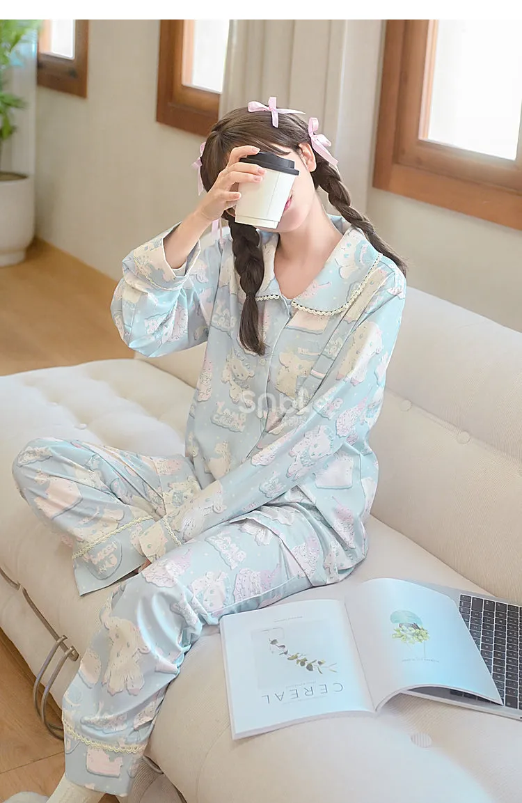 Cute Cartoon Lamb Print Pajama Set