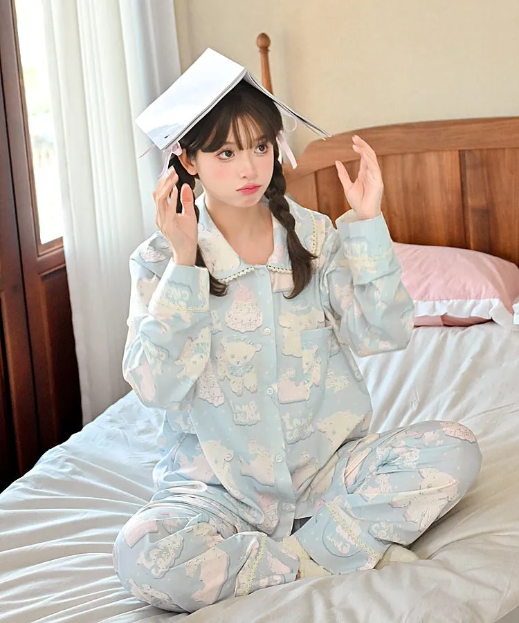 Cute Cartoon Lamb Print Pajama Set