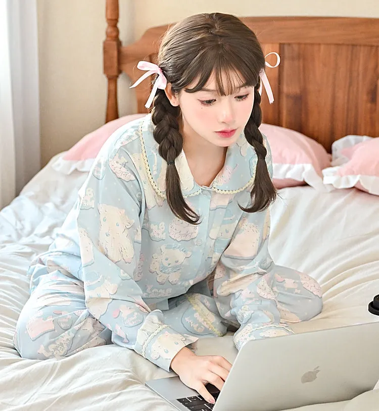 Cute Cartoon Lamb Print Pajama Set