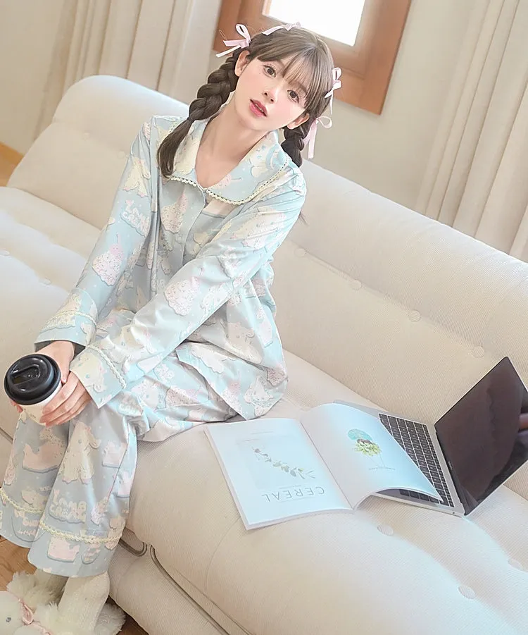 Cute Cartoon Lamb Print Pajama Set