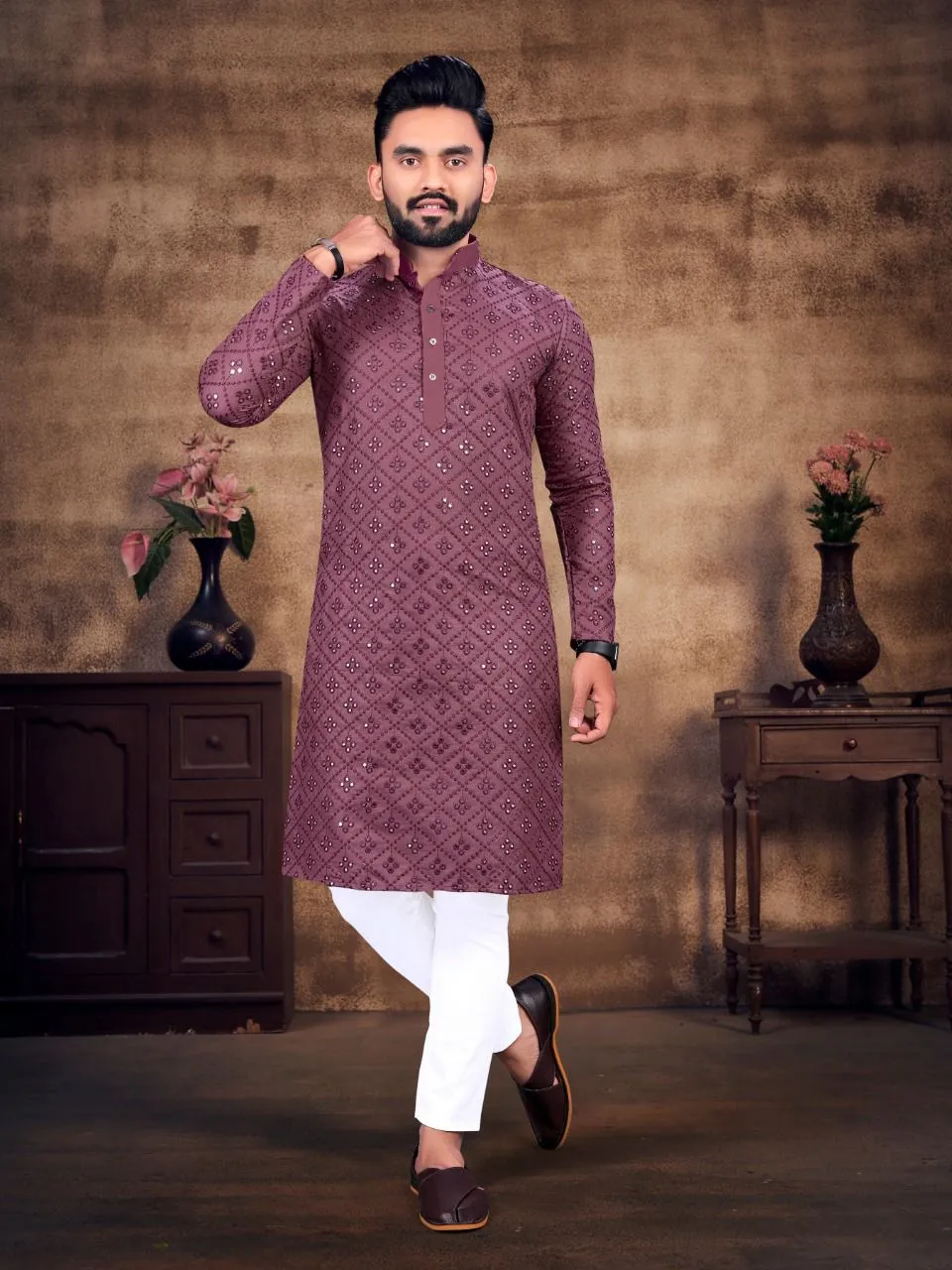 Embroidery Mirror Work Kurta Pajama