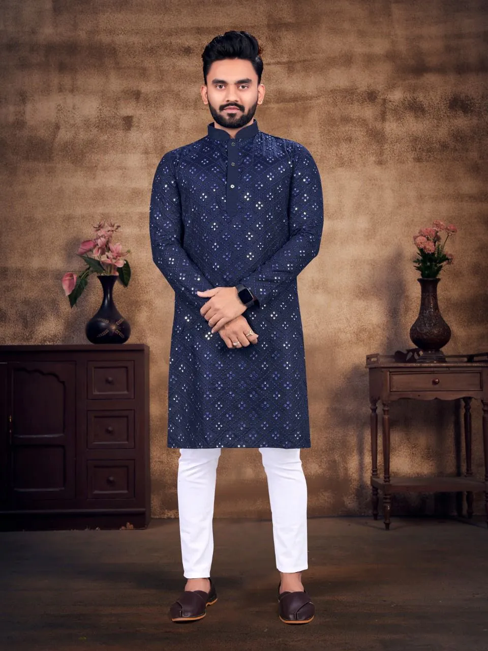 Embroidery Mirror Work Kurta Pajama