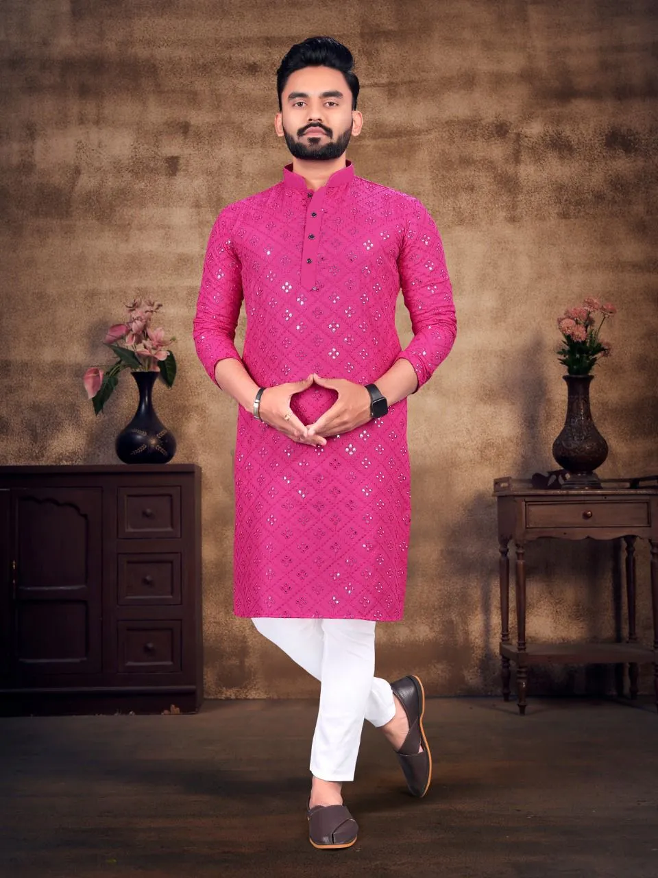 Embroidery Mirror Work Kurta Pajama