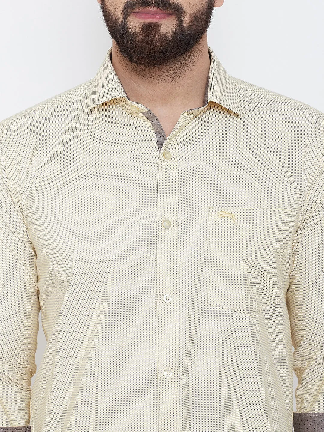 JUMP USA Men Yellow check Cotton Casual Shirts