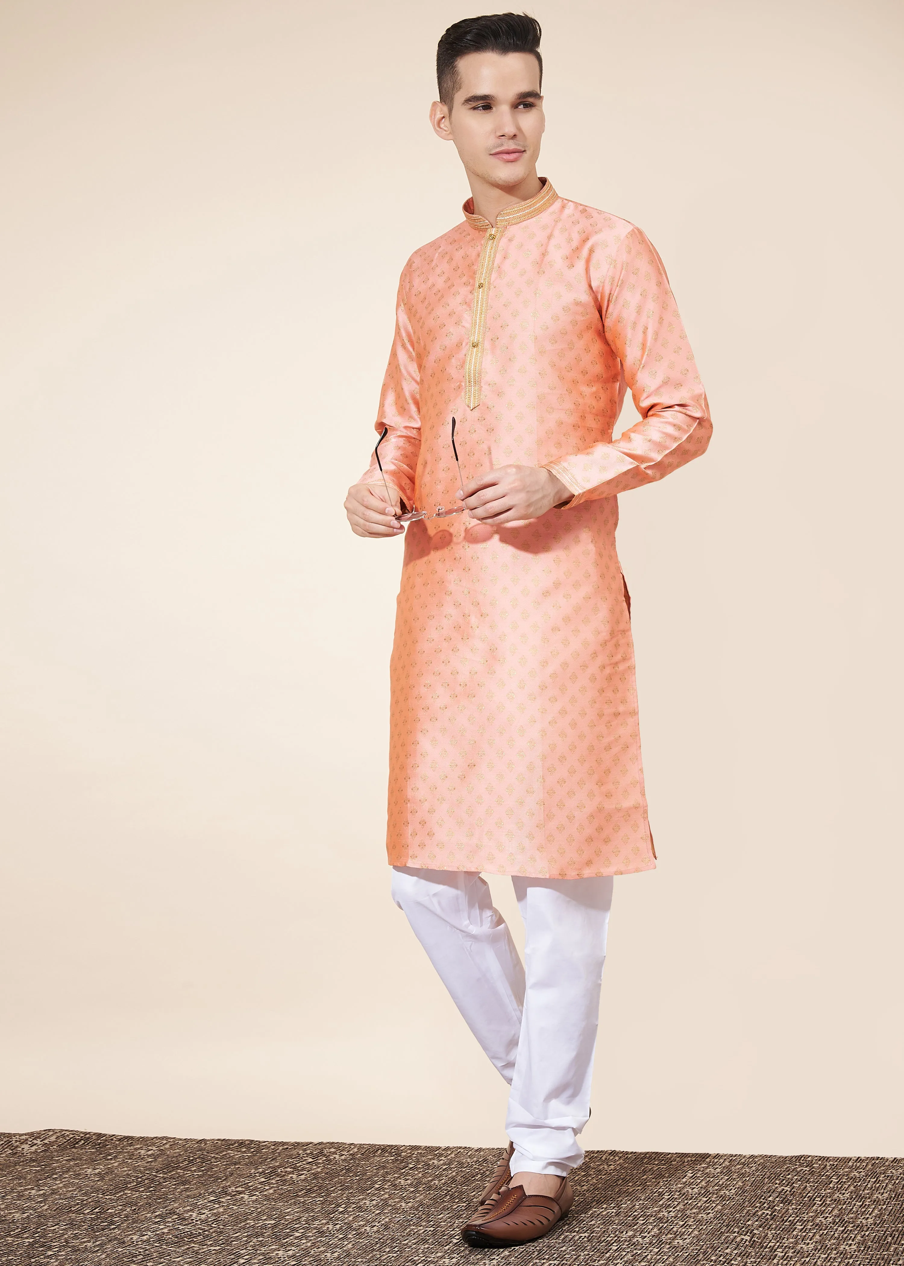 Men's Festival Designer Collection Heavy Jequard with Self Work & Pintex Kurta Pajama Set