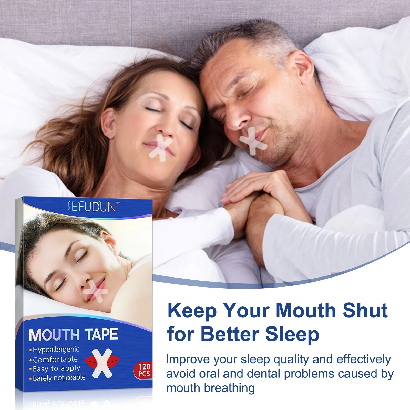 Sefudun 120Pcs Sleep Mouth Strips for Less Mouth Breathing