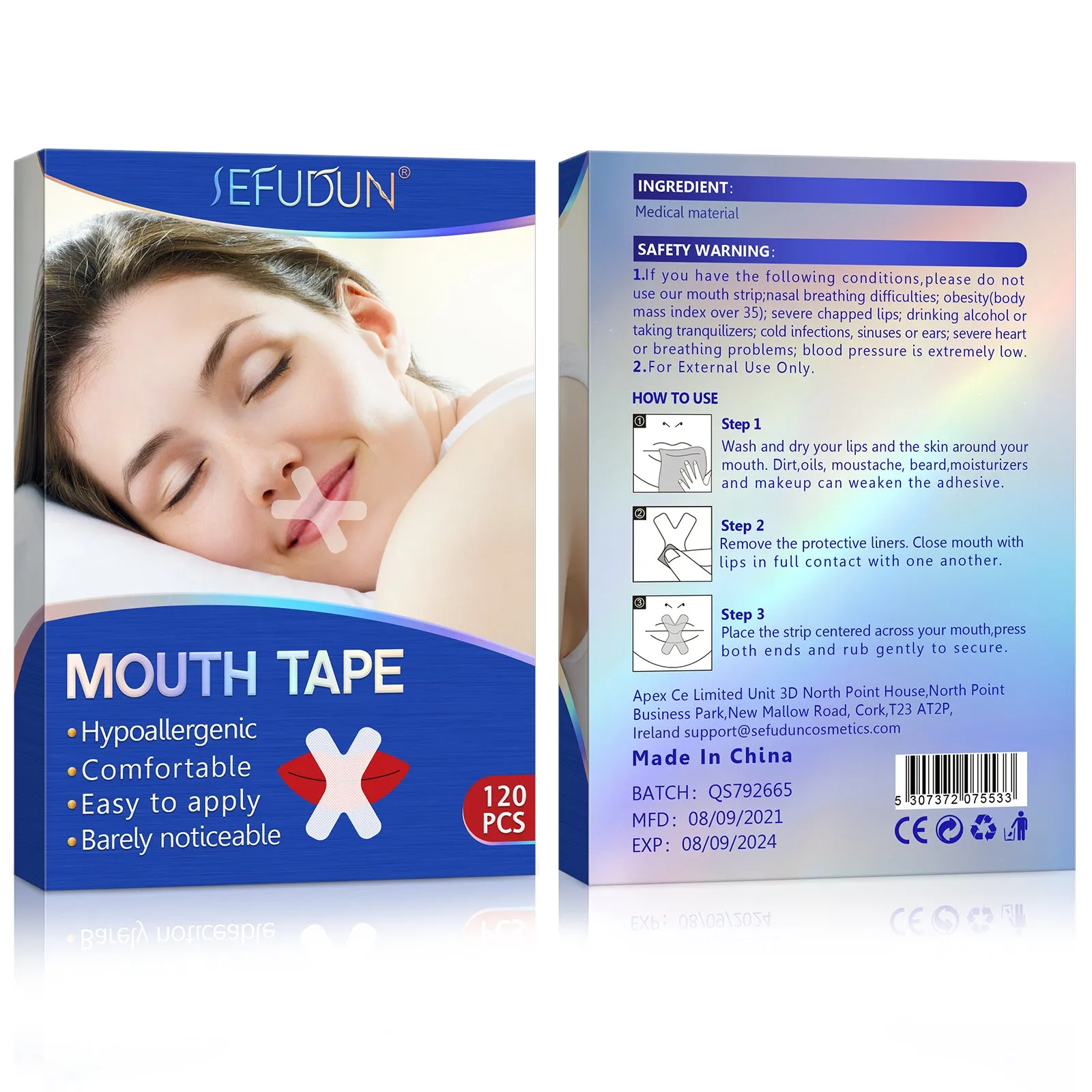 Sefudun 120Pcs Sleep Mouth Strips for Less Mouth Breathing