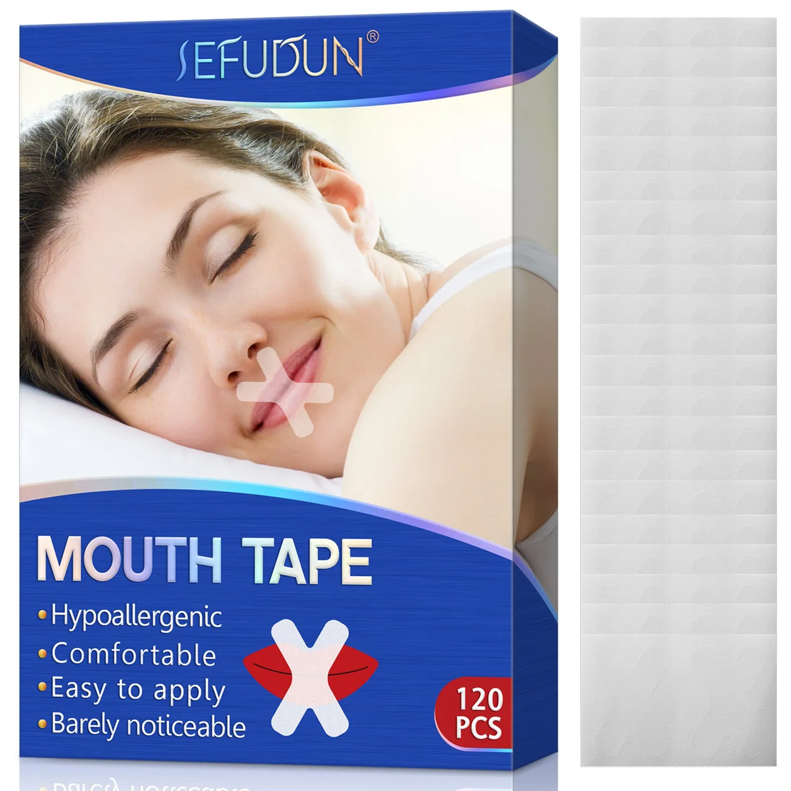 Sefudun 120Pcs Sleep Mouth Strips for Less Mouth Breathing